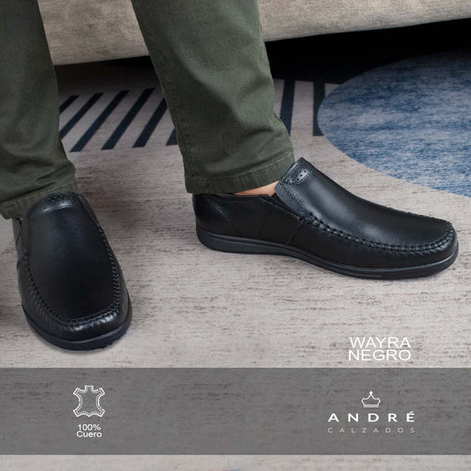 Mocasin Wayra llano - Cuero Negro