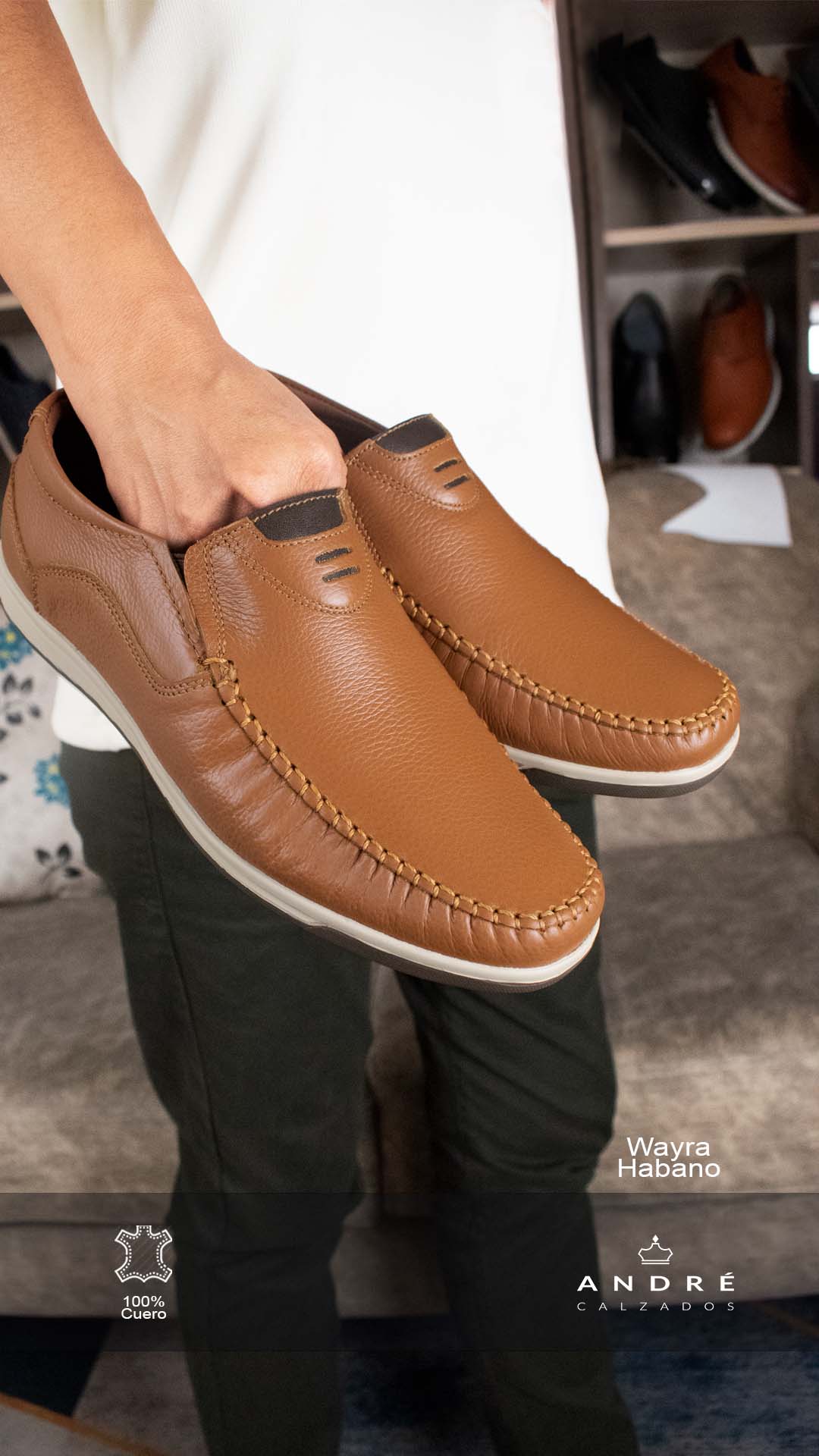 Mocasin Wayra - Cuero Habano