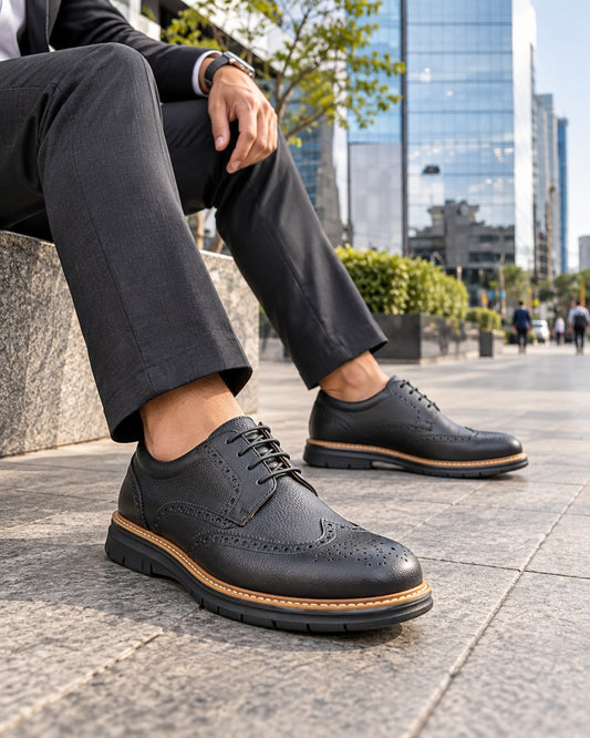 Zapato Oxford - Cuero Negro B/Marron