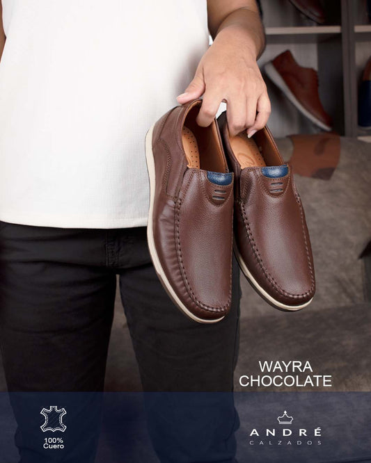 Mocasin Wayra - Cuero Chocolate P/beige