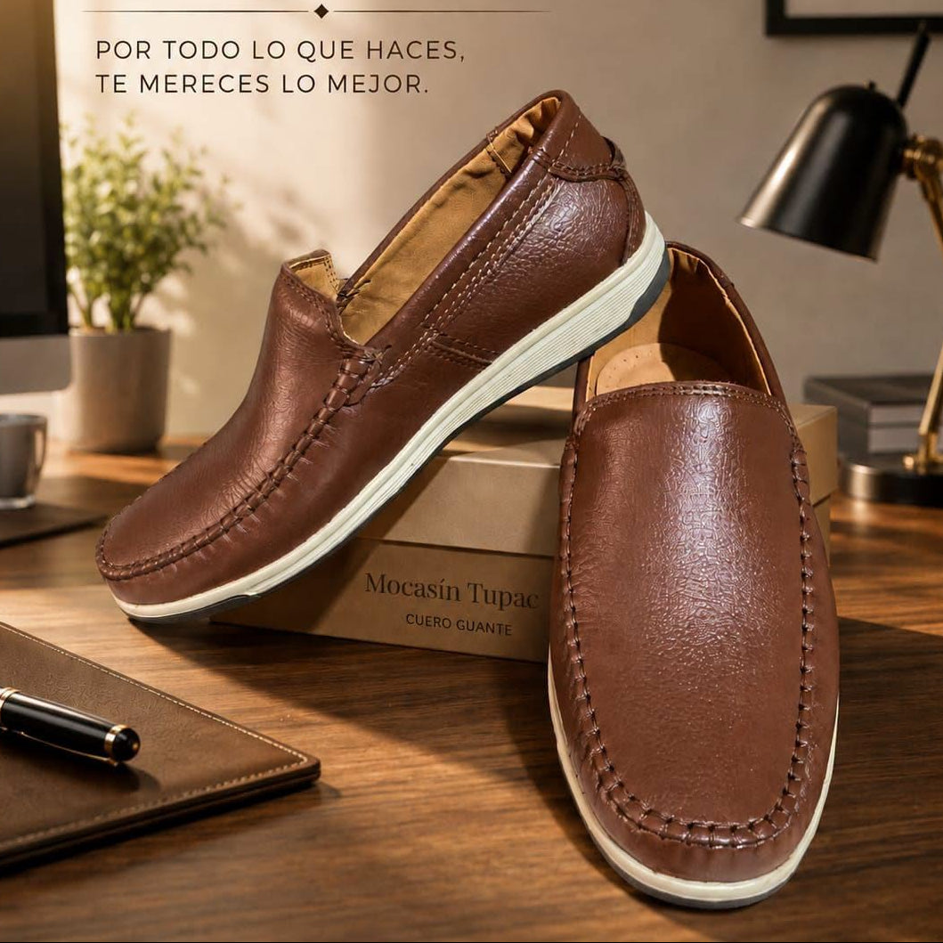 Mocasin Tupac - Cuero marrón P/Beige