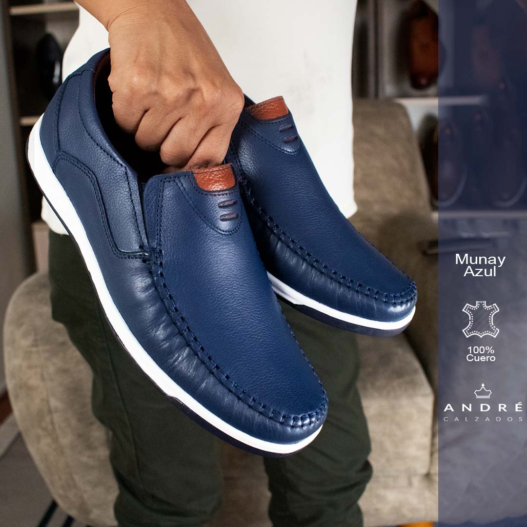 Mocasin Munay - Cuero Azul oscuro