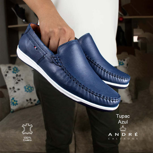 Mocasin Tupac - Cuero azul