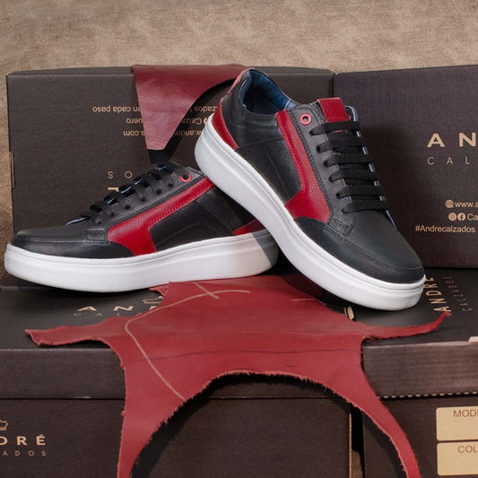 Zapatilla de cuero Kana negro Conchevino