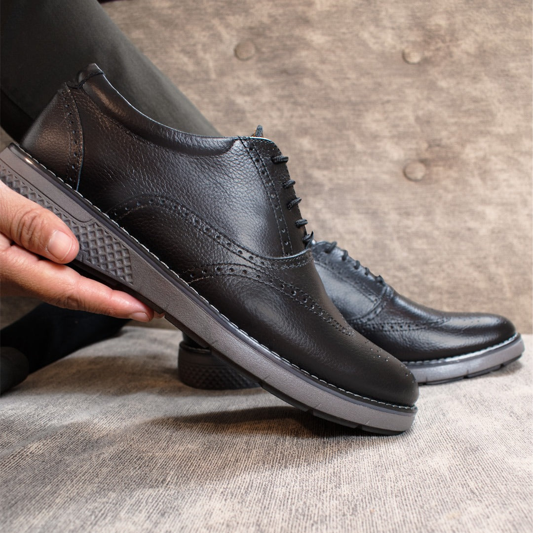 Zapato Oxford - Cuero negro P/gris