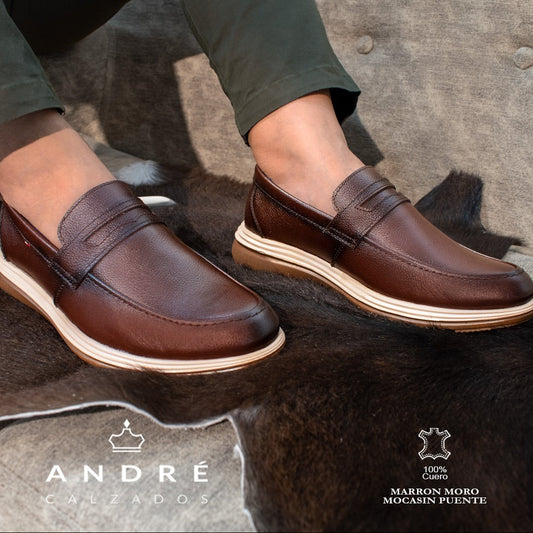 Mocasin Puente - Cuero Marron Moro