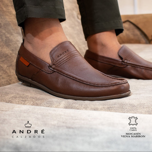 Mocasin Vena - Cuero Marron