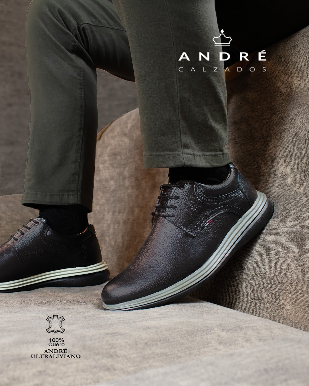 Zapato André Ultraliviano - Cuero negro
