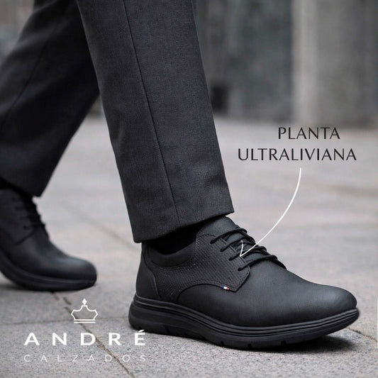 Zapato André Ultraliviano - Cuero cerato negro