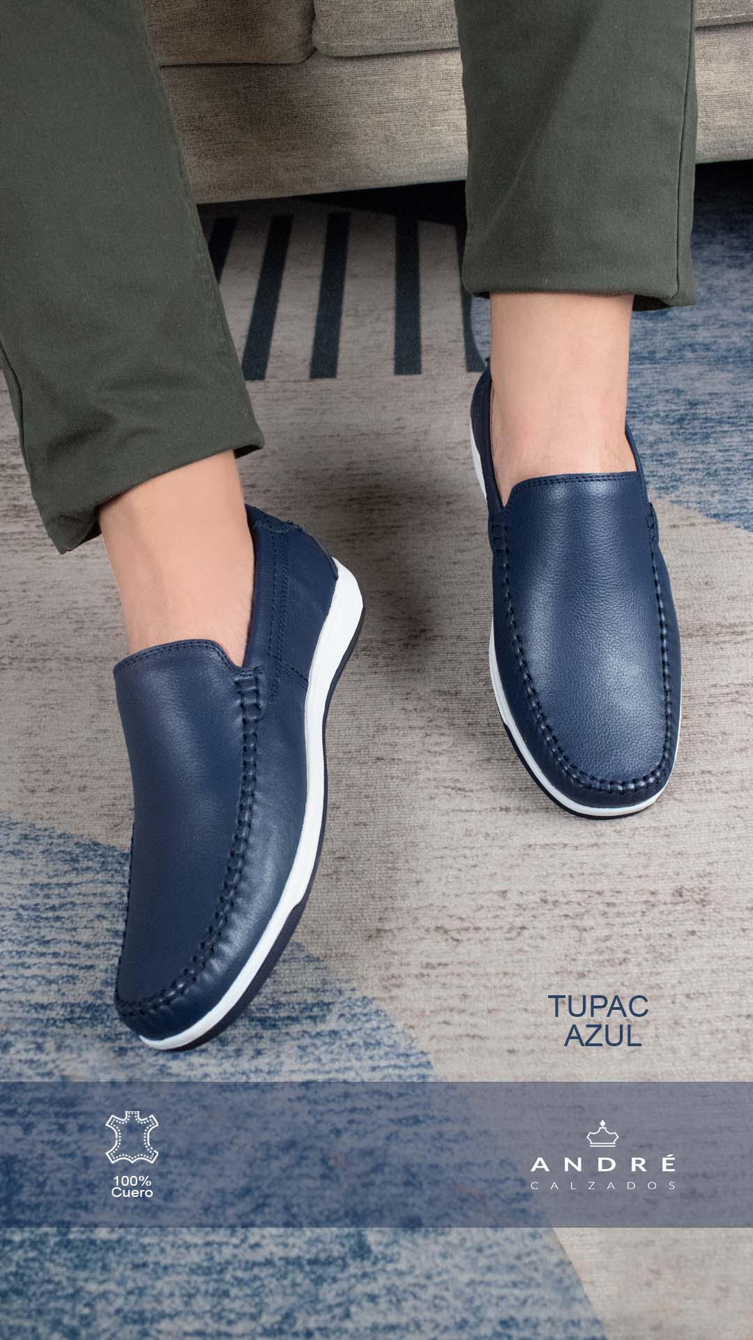 Mocasin Tupac - Cuero azul