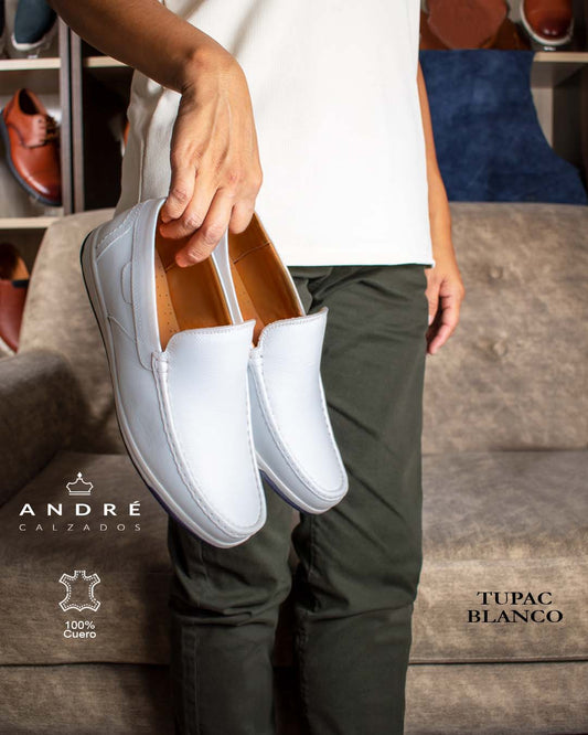 Mocasin Tupac - Cuero blanco