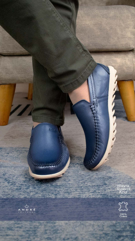Mocasin Wayra - Cuero Toperol azul