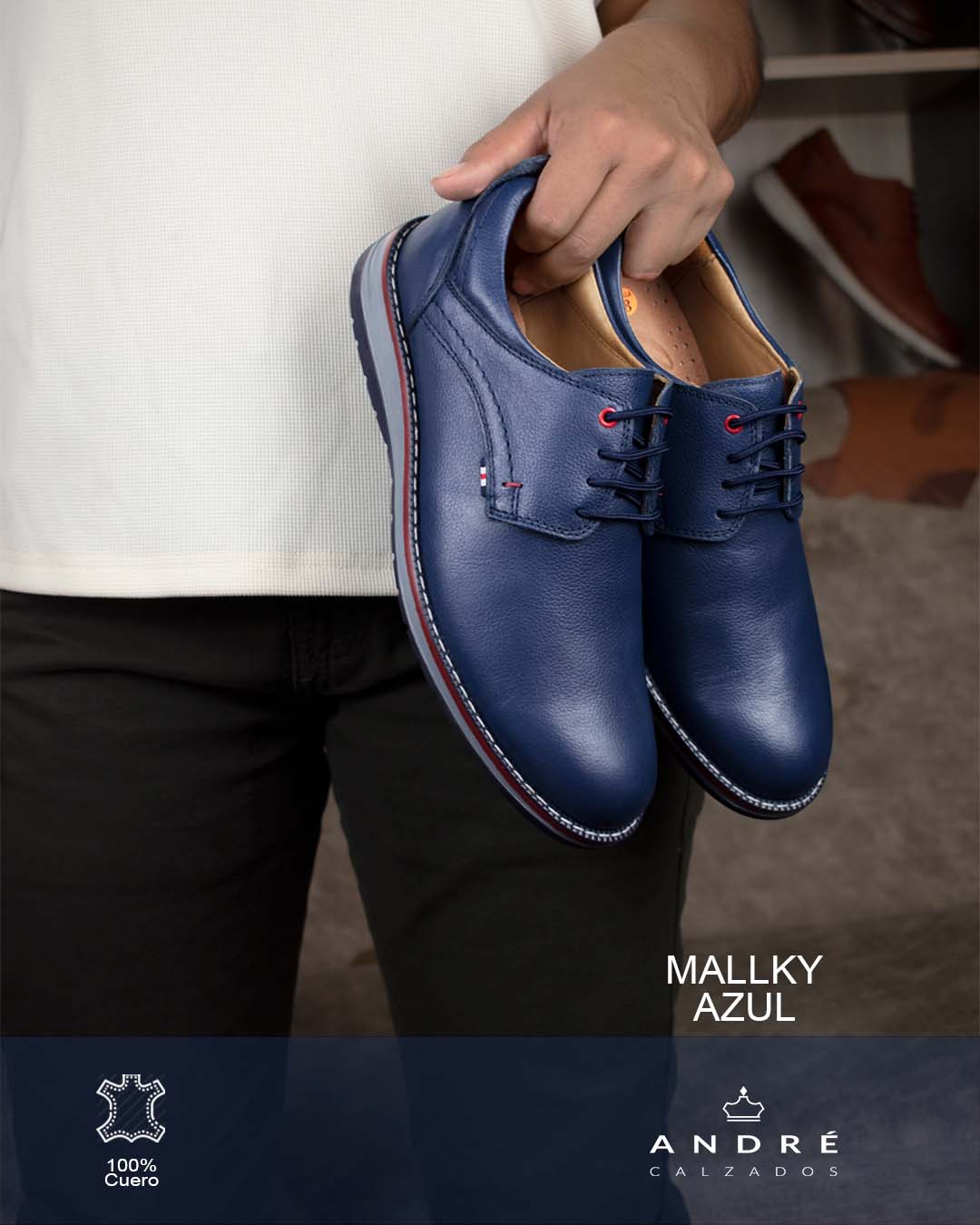 Zapato Mallki - Cuero azul oscuro