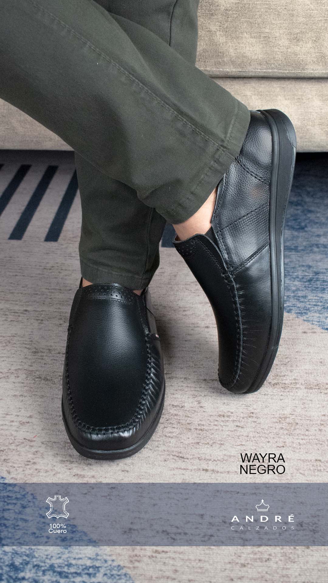 Mocasin Wayra llano - Cuero Negro