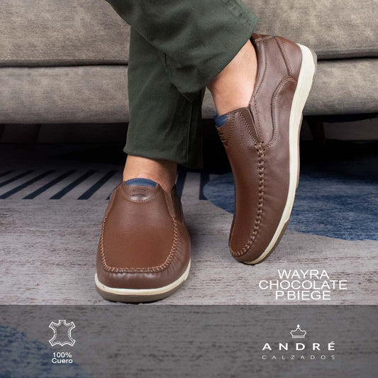 Mocasin Wayra - Cuero Chocolate P/beige
