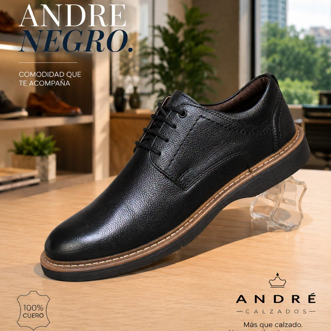 Zapato de cuero André Negro