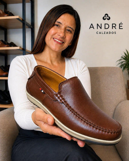 Mocasin Tupac - Cuero marrón P/Beige