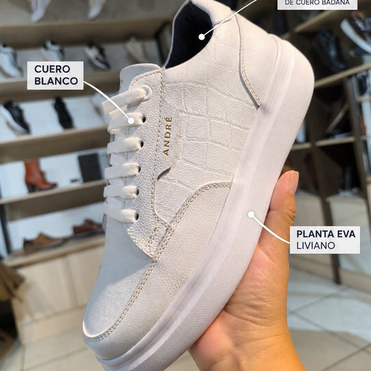 Zapatilla de cuero Yaku Blanco