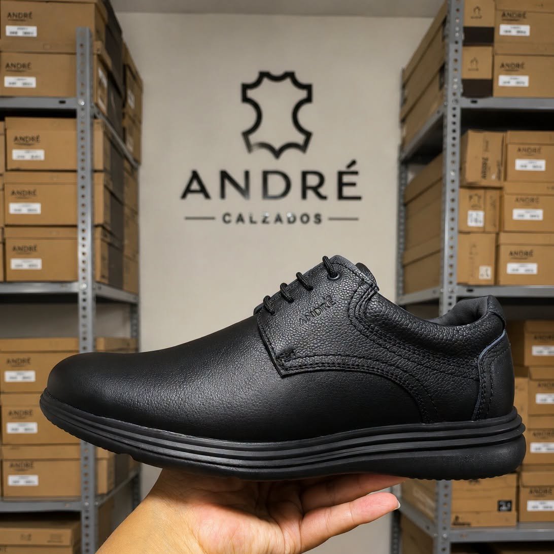 Zapato André Ultraliviano - Cuero negro P/negra