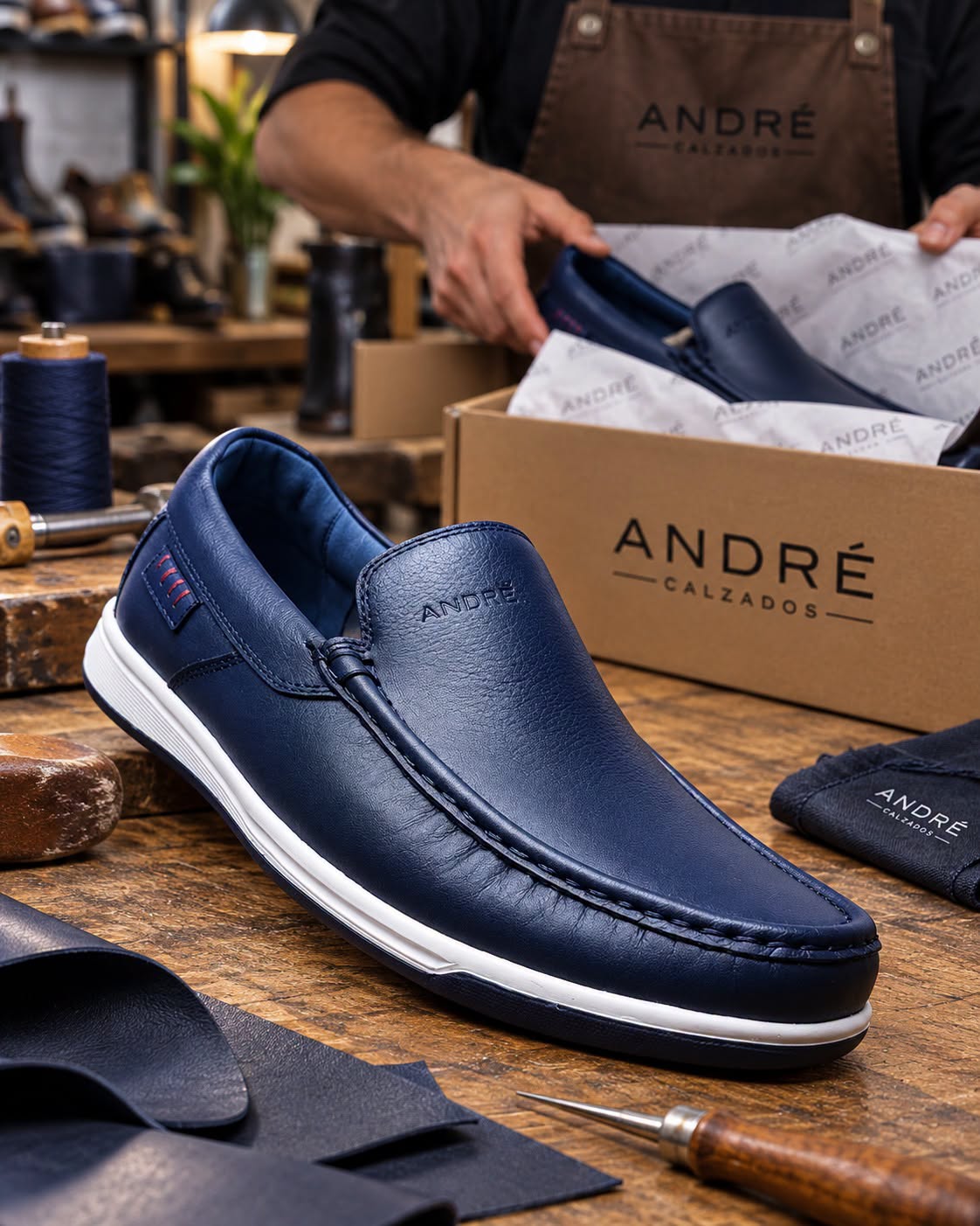 Mocasin Vena - Cuero Azul
