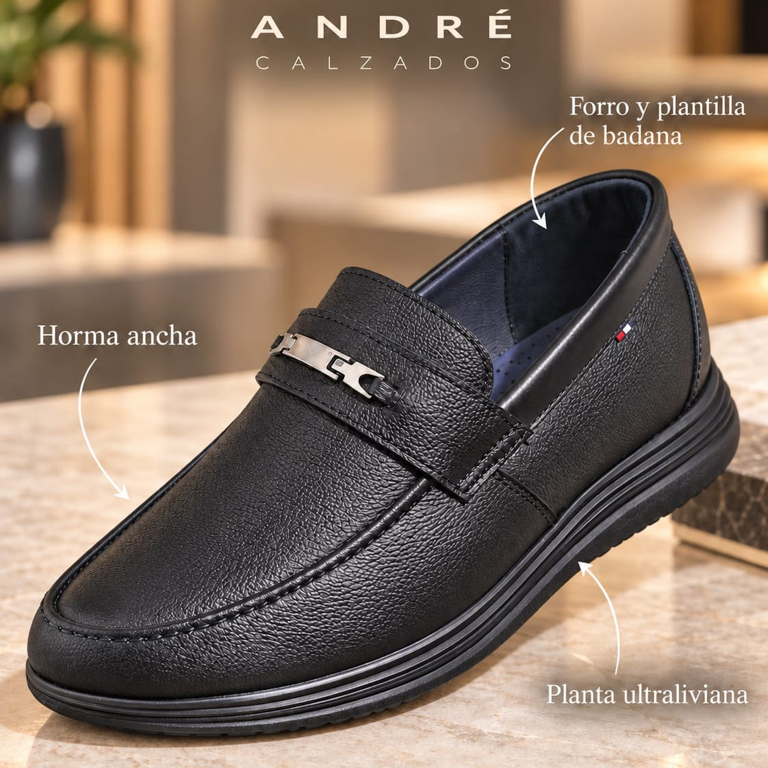 Mocasin Puente - Cuero Negro