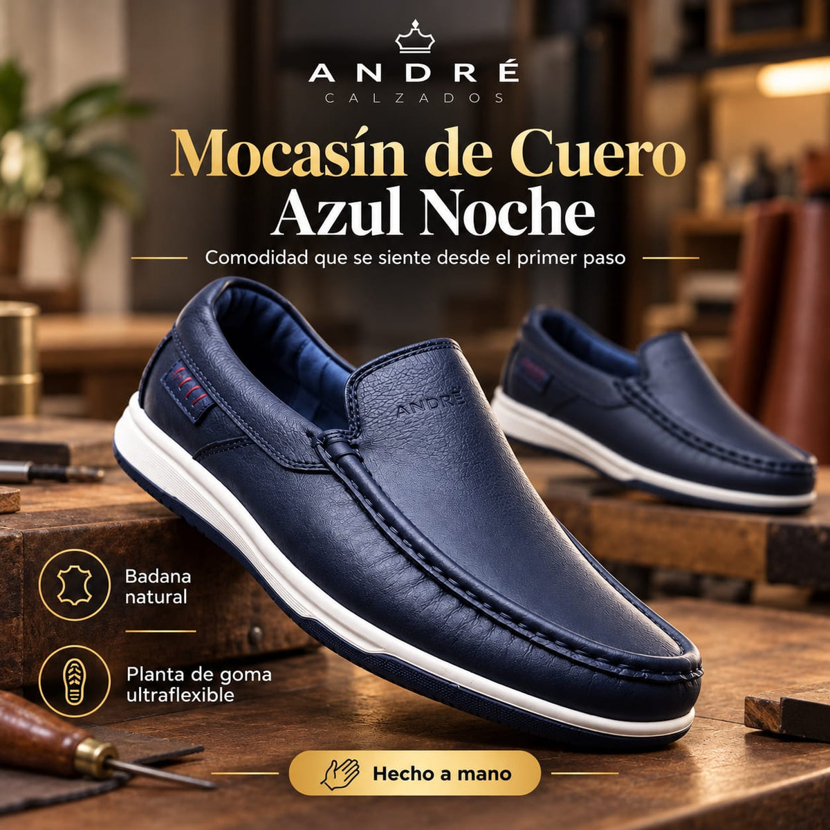 Mocasin Vena - Cuero Azul