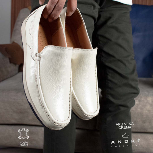 Mocasin de cuero Apu crema