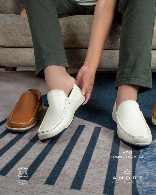 Mocasin de cuero Apu crema