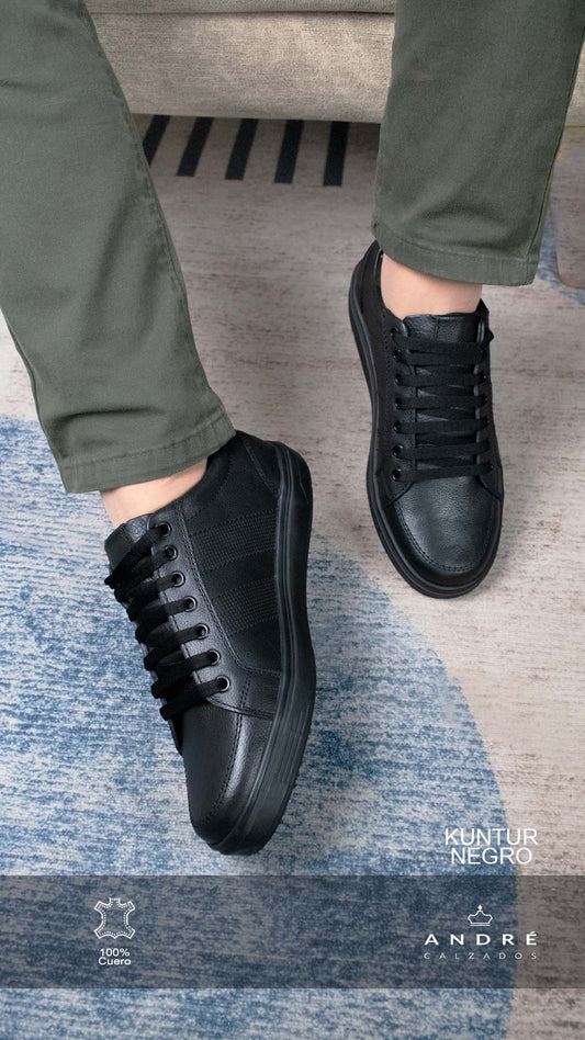 Zapatilla de Cuero Kuntur Negro
