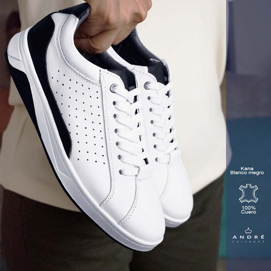 Zapatilla de Cuero Kana Blanco F/Negro