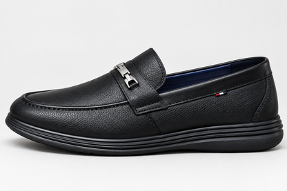 Mocasín de cuero negro para hombre – Puente