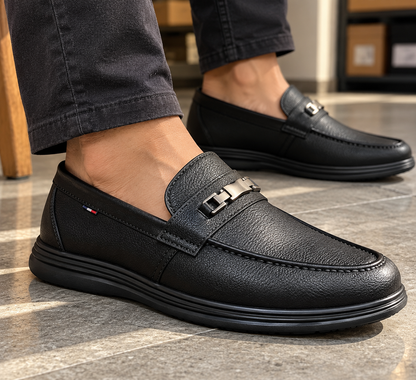 Mocasín de cuero negro para hombre – Puente