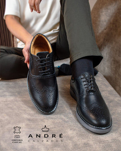 Zapato Oxford - Cuero negro P/gris