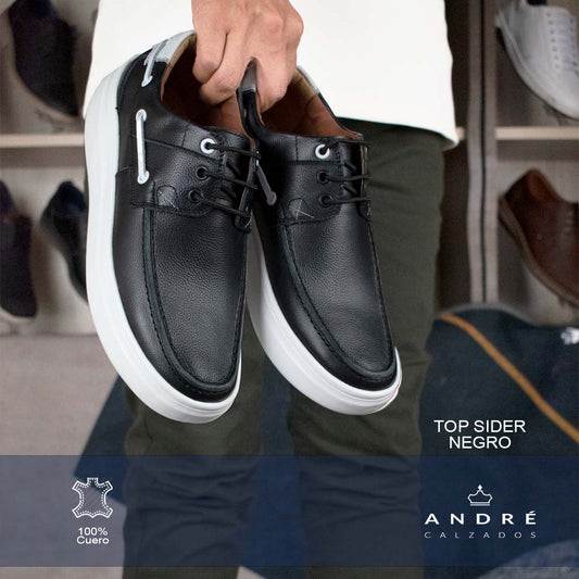 Zapato de cuero Topsider Vans negro