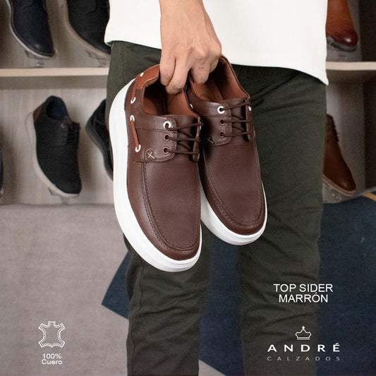 Zapato de cuero Topsider Vans marrón