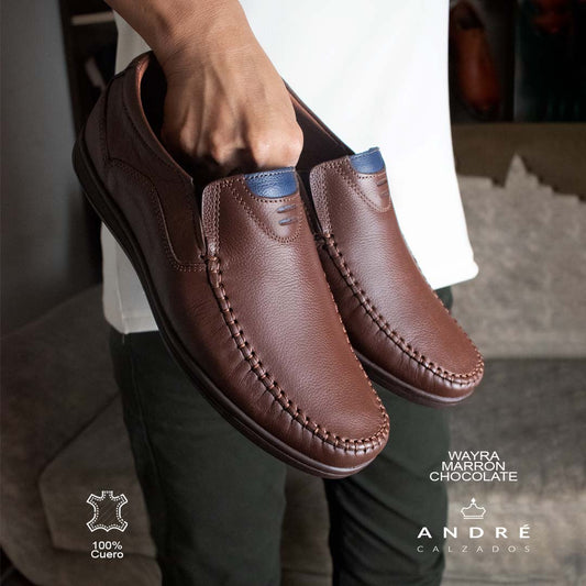 Mocasin de cuero Wayra chocolate