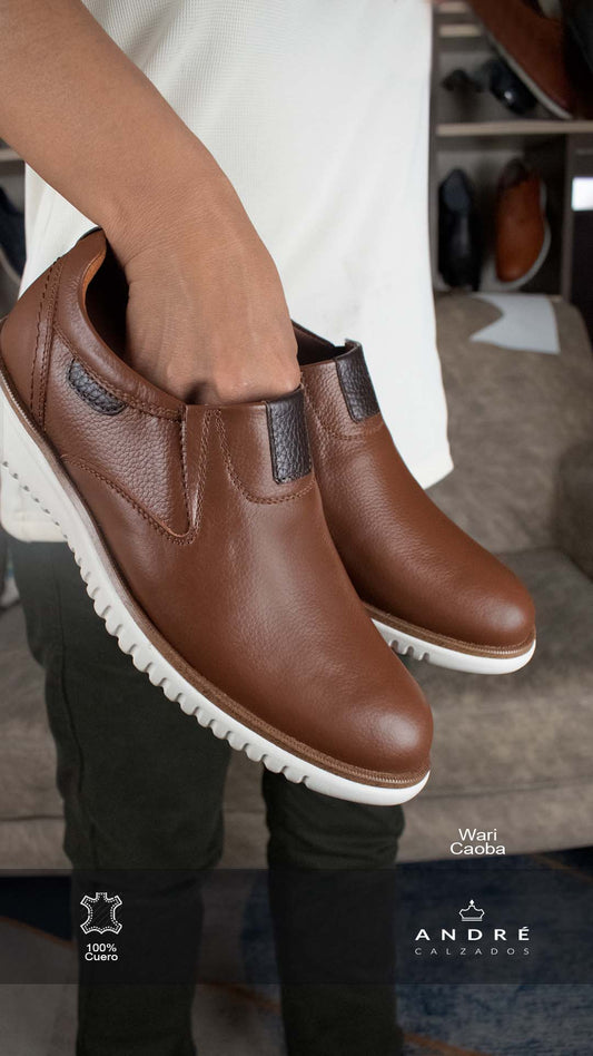 Zapato de cuero Wari caoba