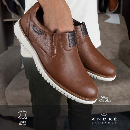 Zapato de cuero Wari caoba