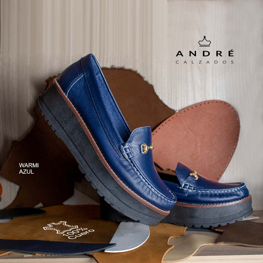 Mocasin Warmi - Cuero azul