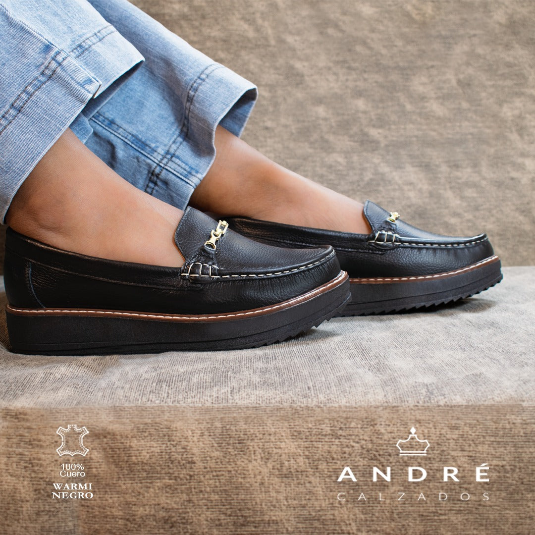 Mocasin Warmi - Cuero negro