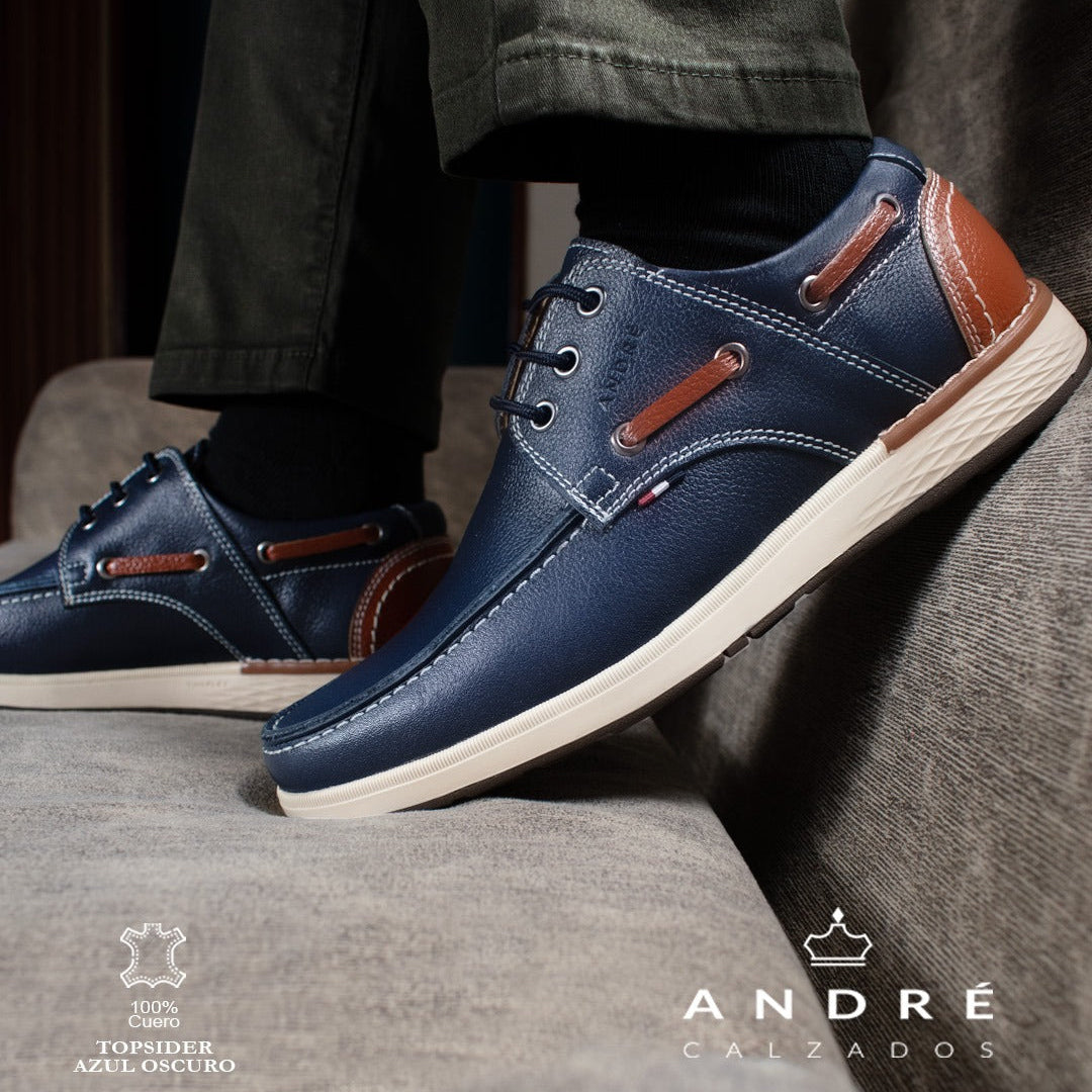 Zapato Top sider - Cuero Azul oscuro