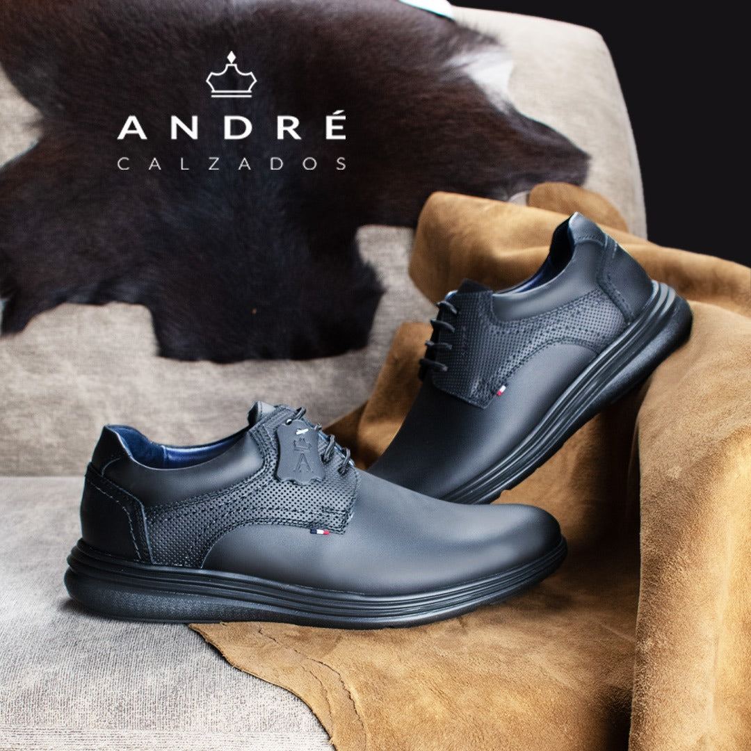 Zapato André Ultraliviano - Cuero cerato negro