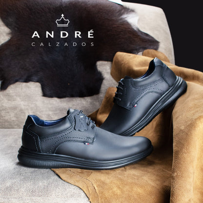 Zapato André Ultraliviano - Cuero cerato negro
