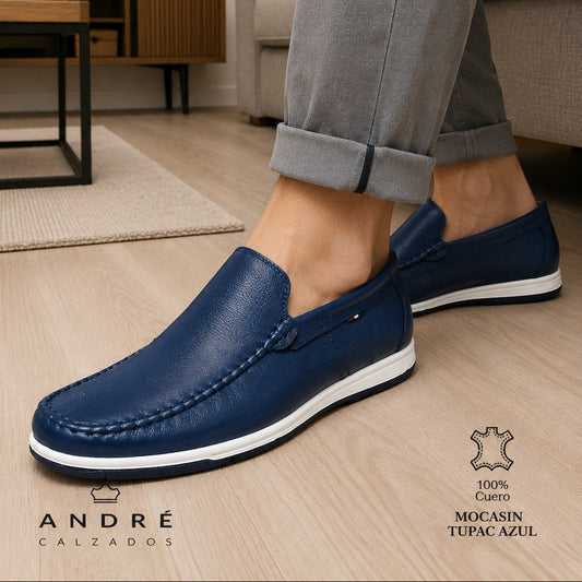 Mocasin Tupac - Cuero azul