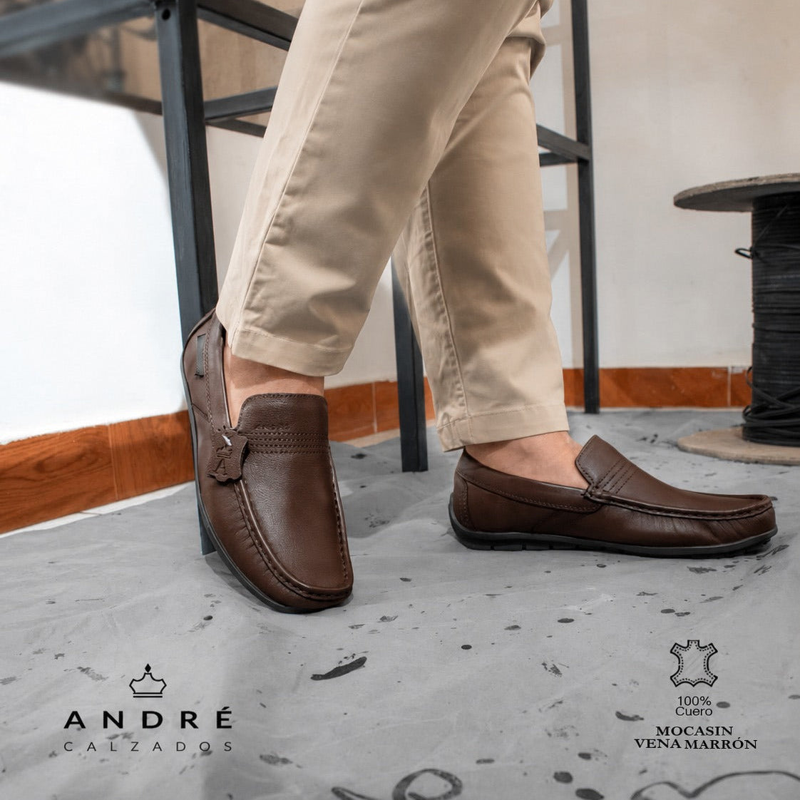Mocasin Vena - Cuero Marron