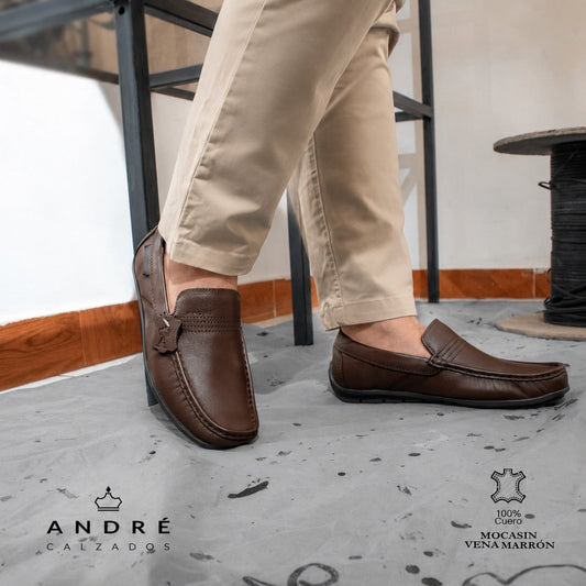 Mocasin Vena - Cuero Marron