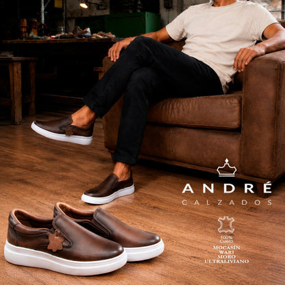Mocasin Wari Ultraliviano -  Cuero Marron Moro