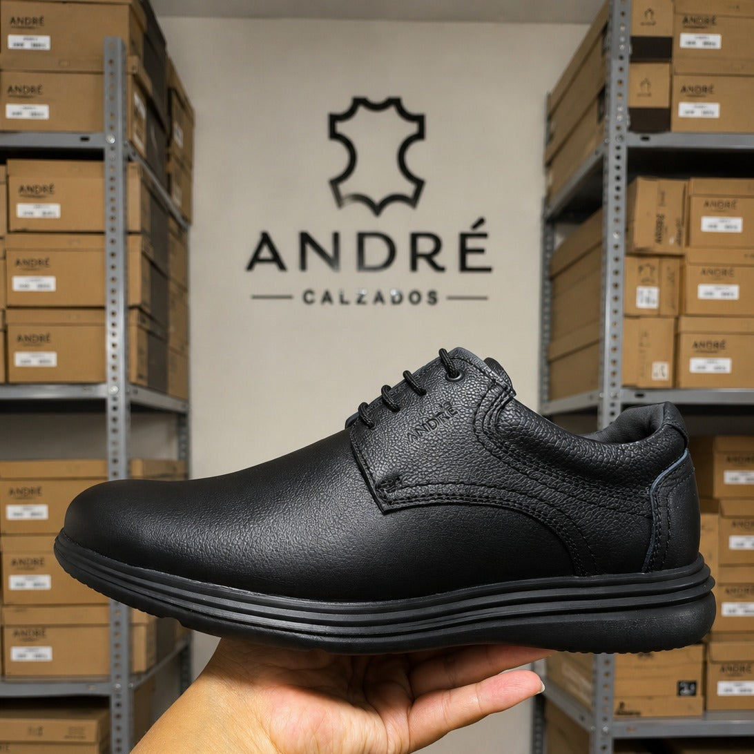 Zapato André Ultraliviano - Cuero cerato negro