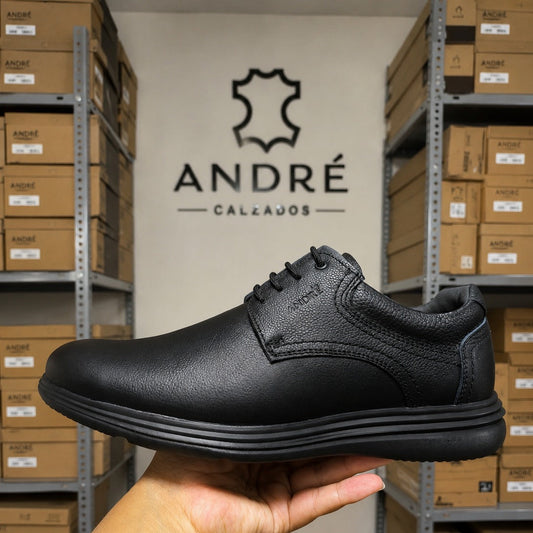 Zapato André Ultraliviano - Cuero cerato negro