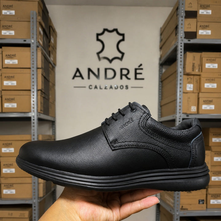Zapato André Ultraliviano - Cuero cerato negro